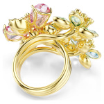 Idyllia ring Mixed cuts, Flower, Multicolored, Gold-tone plated